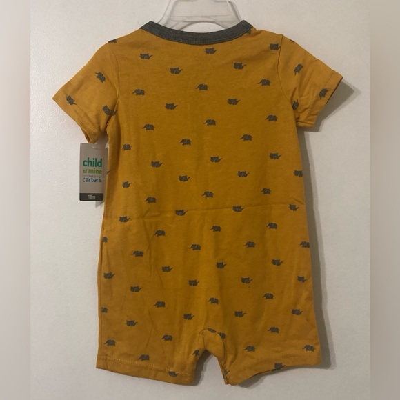 Baby boy’s romper elephant graphics kangaroo front pockets yellow. 18months - Picture 2 of 4